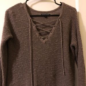 Chunky, lace up sweater